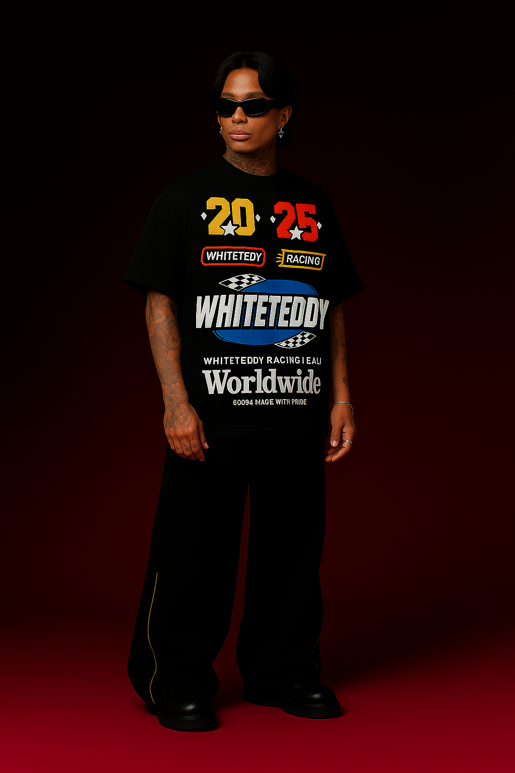WHITE TEDDY 2025 RACING OVERSIZED TEES
